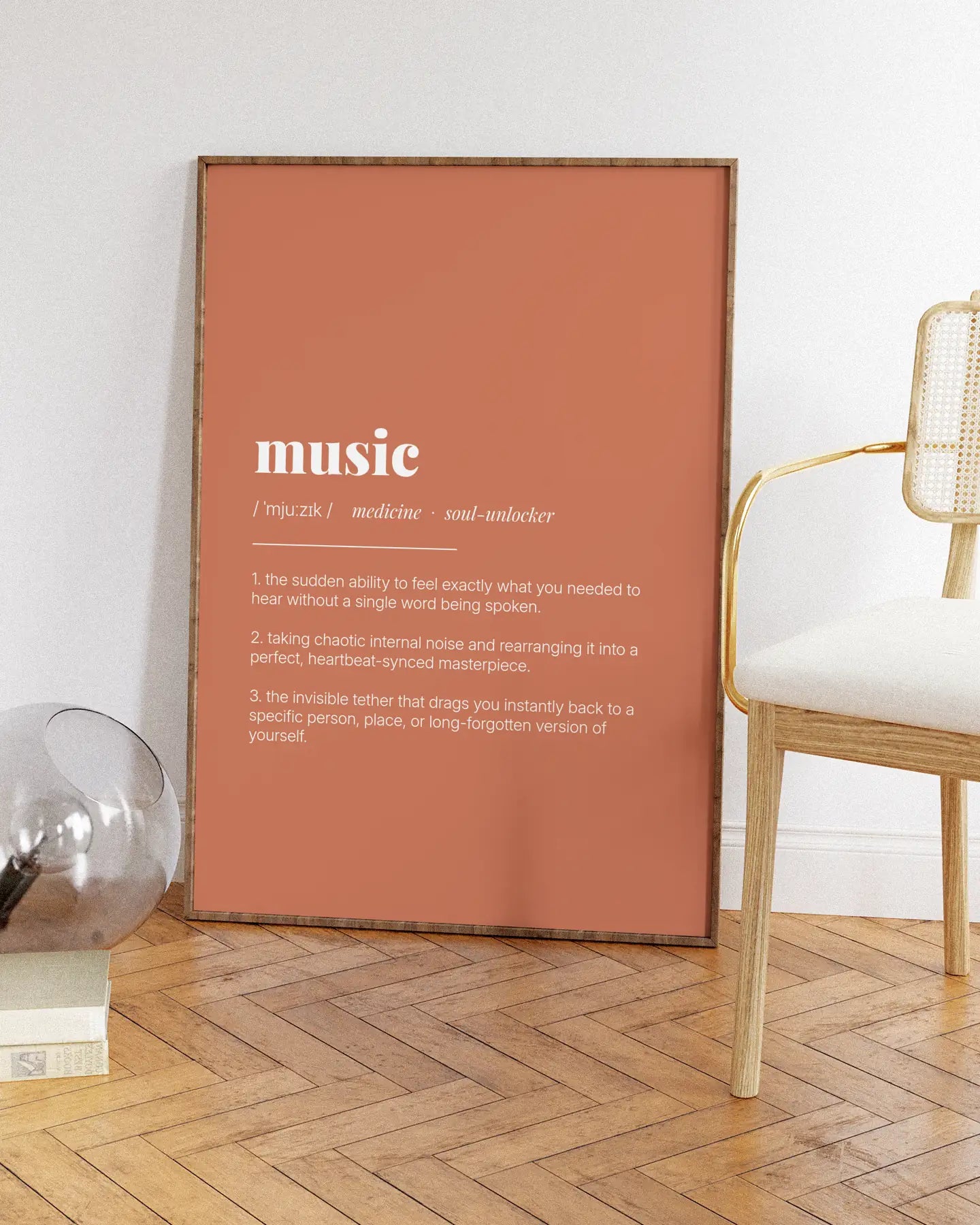 Definition Poster of Music on Terracotta background