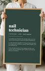 Definition Poster of Nail<br />Technician on Emerald background