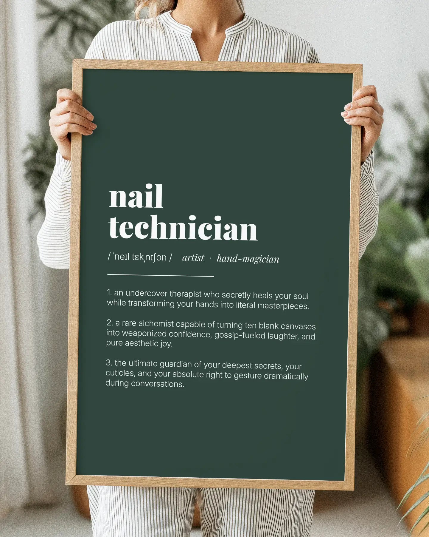 Definition Poster of Nail<br />Technician on Emerald background
