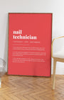 Definition Poster of Nail<br />Technician on Strawberry background
