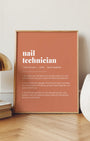 Definition Poster of Nail<br />Technician on Terracotta background