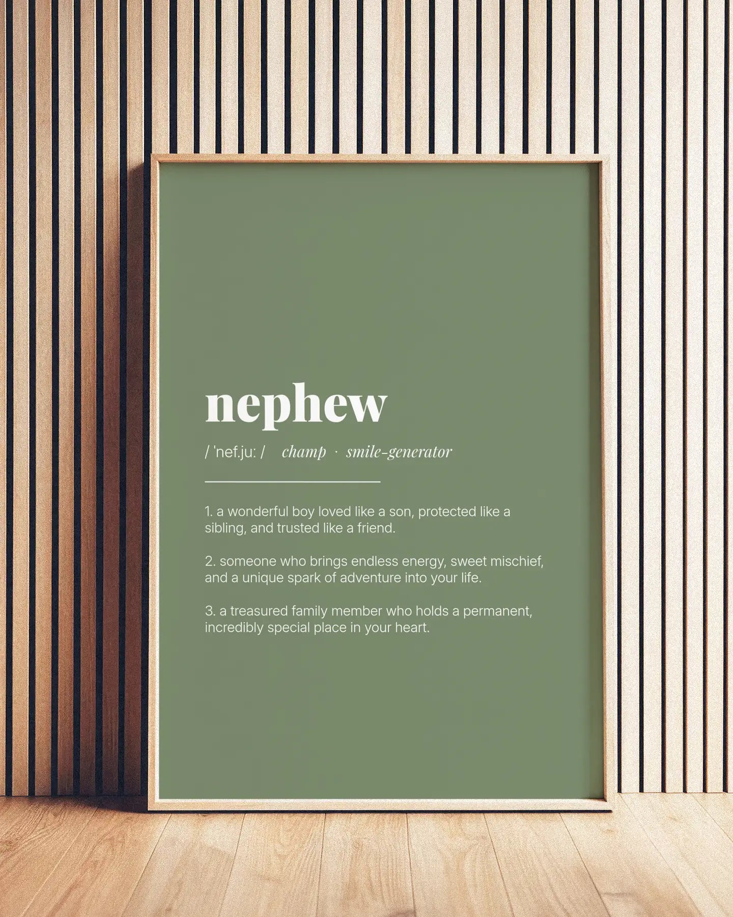 Definition Poster of Nephew on Sage Green background