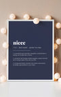 Definition Poster of Niece on Deep Navy background