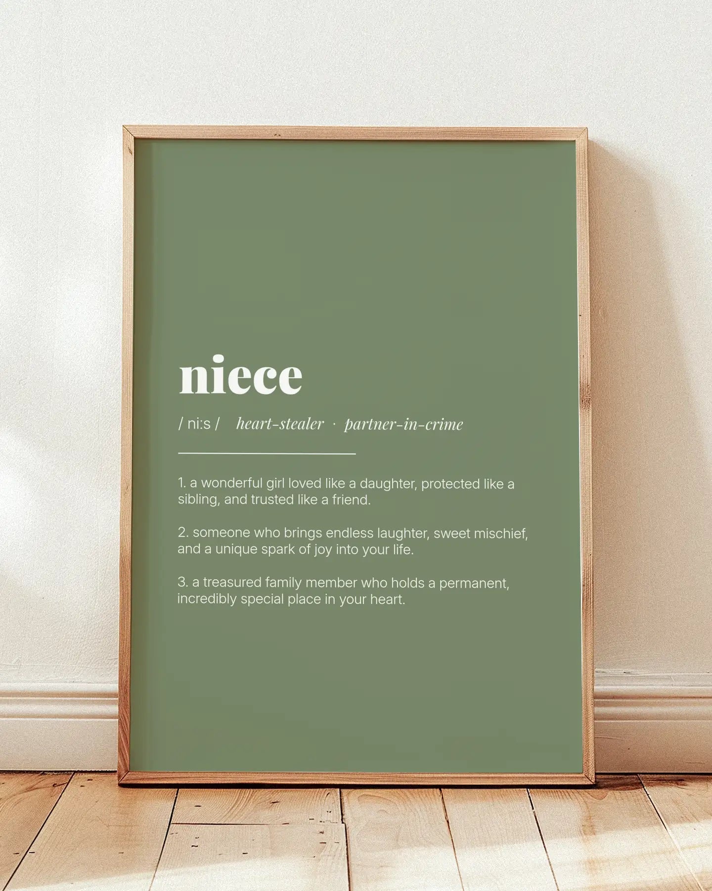 Definition Poster of Niece on Sage Green background