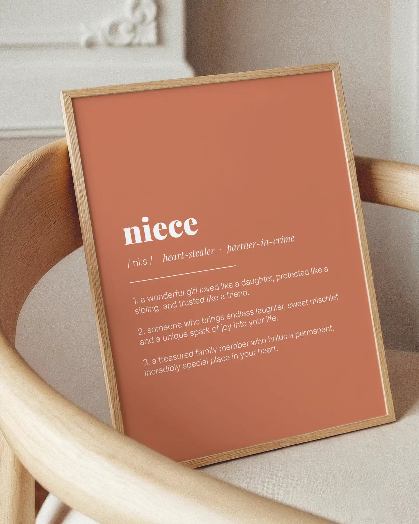 Definition Poster of Niece on Terracotta background