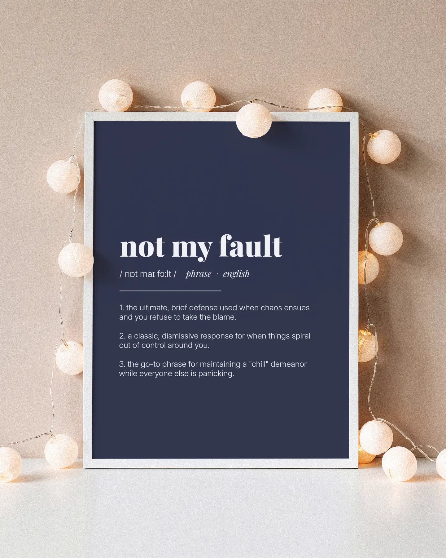 Definition Poster of Not my fault on Deep Navy background