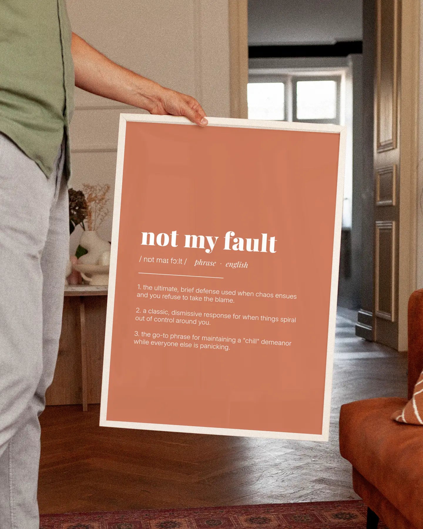 Definition Poster of Not my fault on Terracotta background
