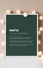 Definition Poster of Nurse on Emerald background