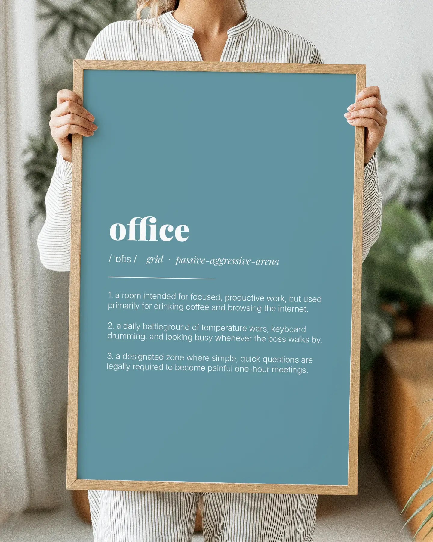 Definition Poster of Office on Sea Glass background
