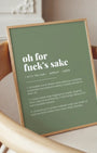 Definition Poster of Oh For<br />Fuck's Sake on Sage Green background