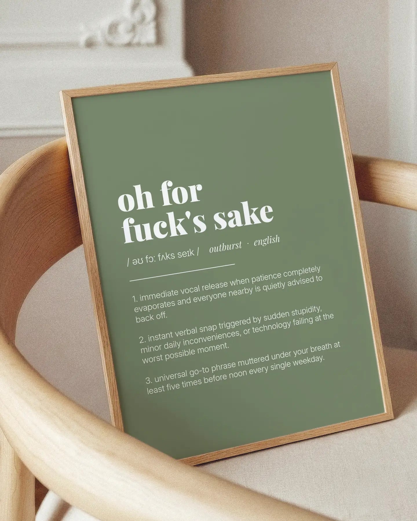 Definition Poster of Oh For<br />Fuck's Sake on Sage Green background