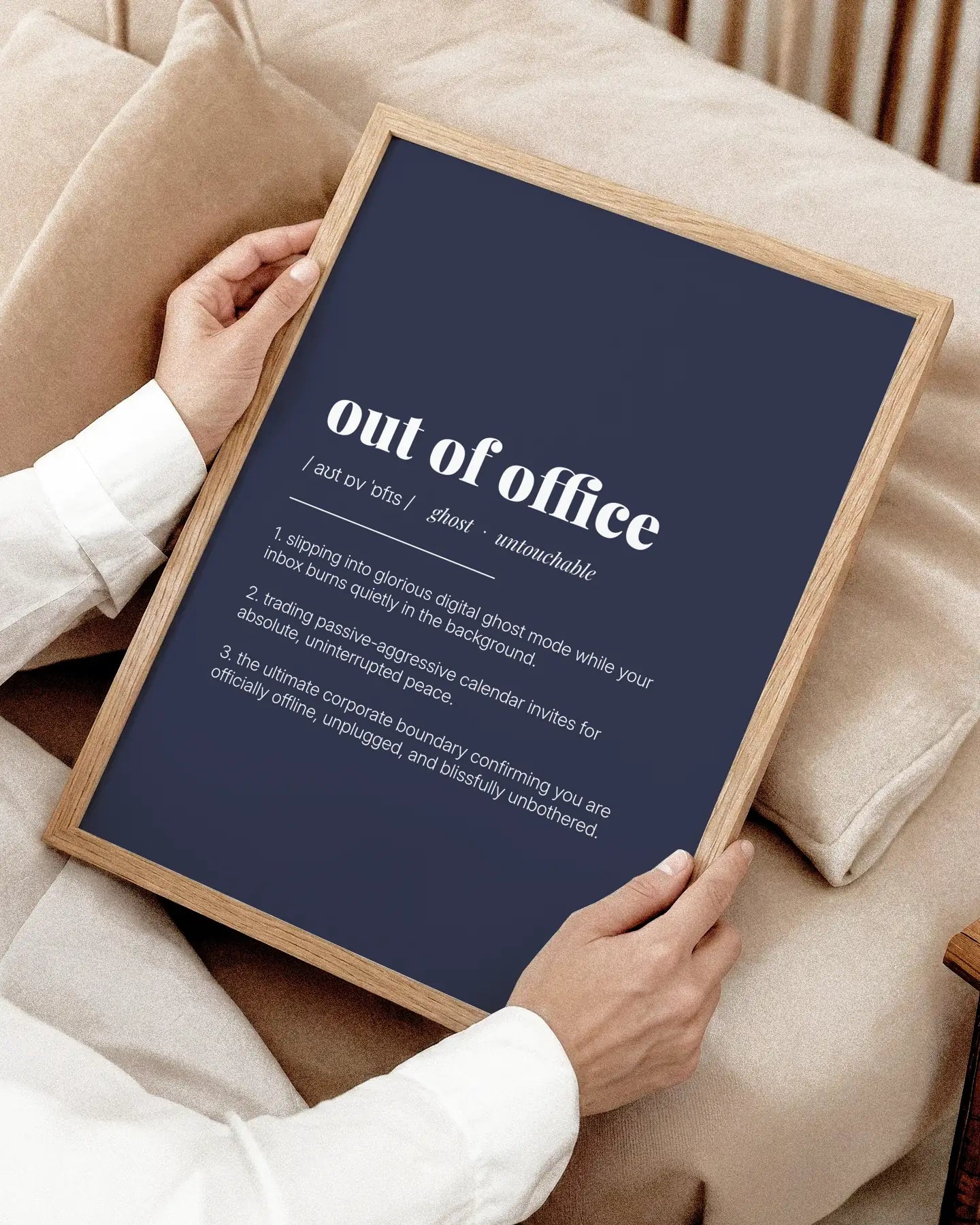 Definition Poster of Out of Office on Deep Navy background