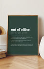 Definition Poster of Out of Office on Emerald background