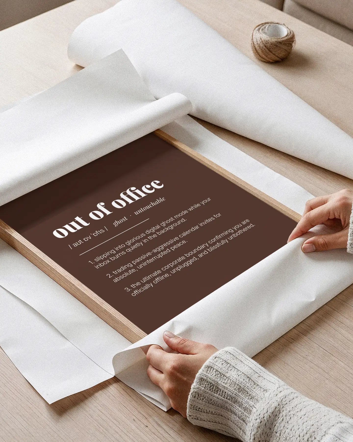 Definition Poster of Out of Office on Espresso background