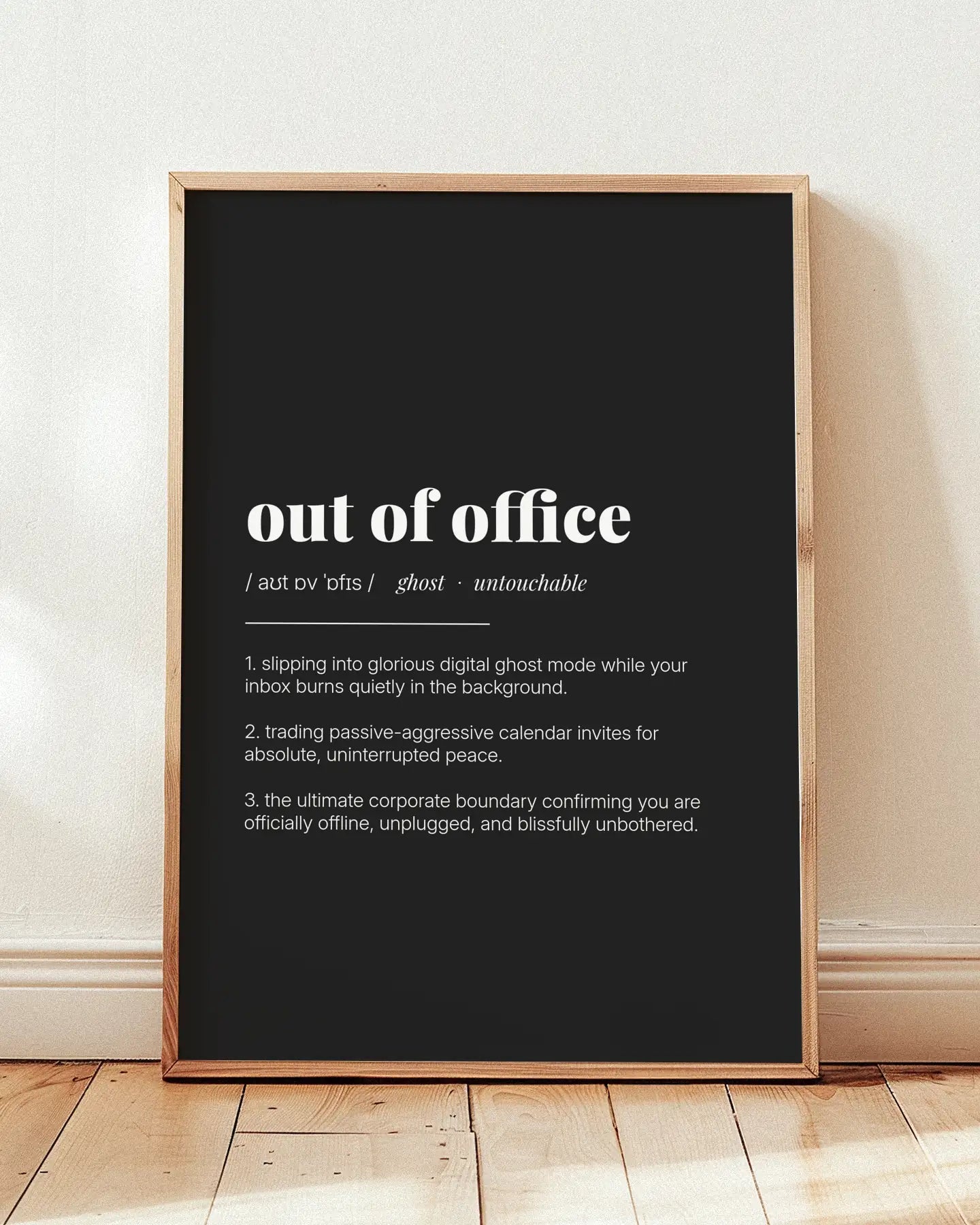 Definition Poster of Out of Office on Midnight Ink background