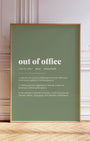 Definition Poster of Out of Office on Sage Green background