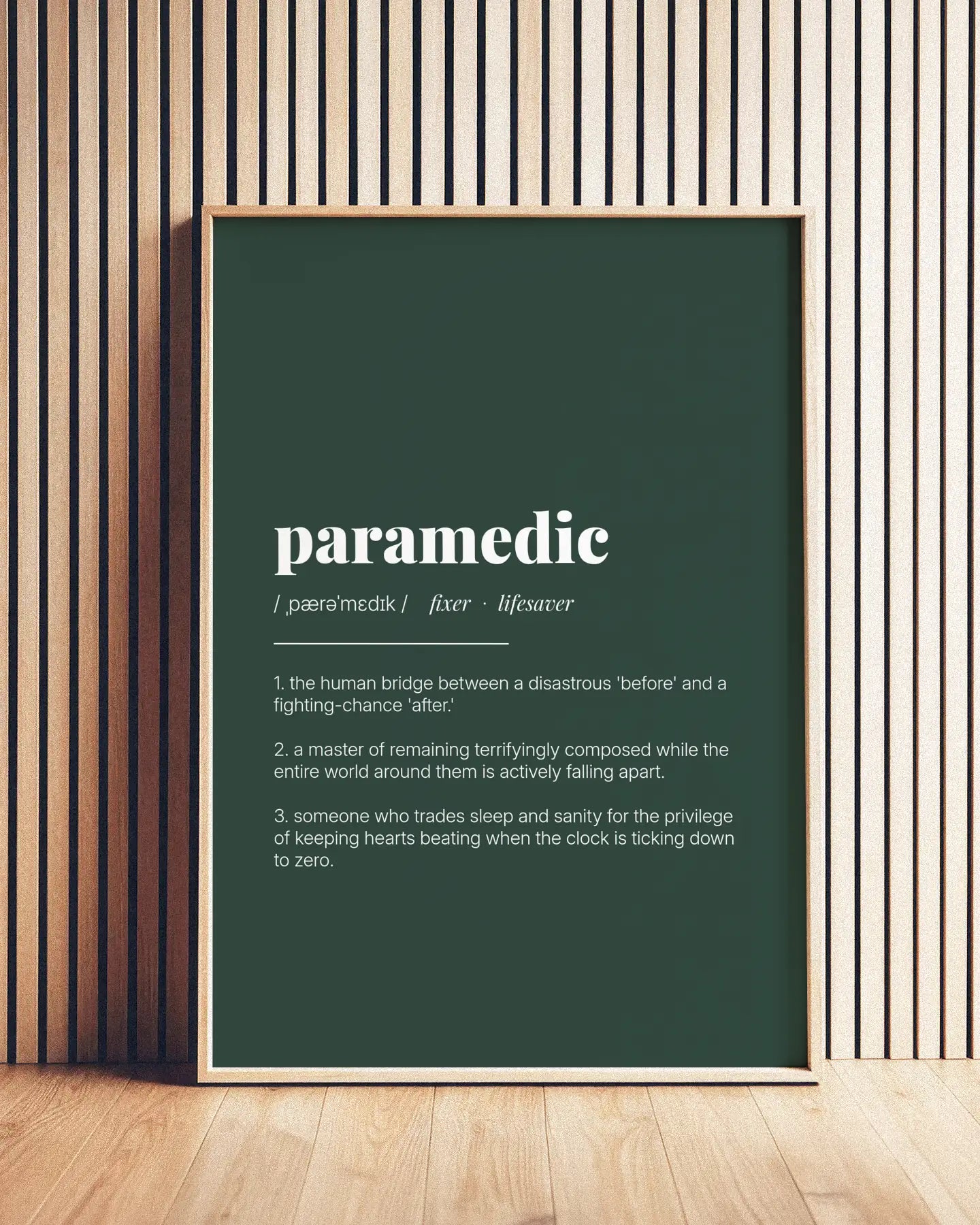 Definition Poster of Paramedic on Emerald background