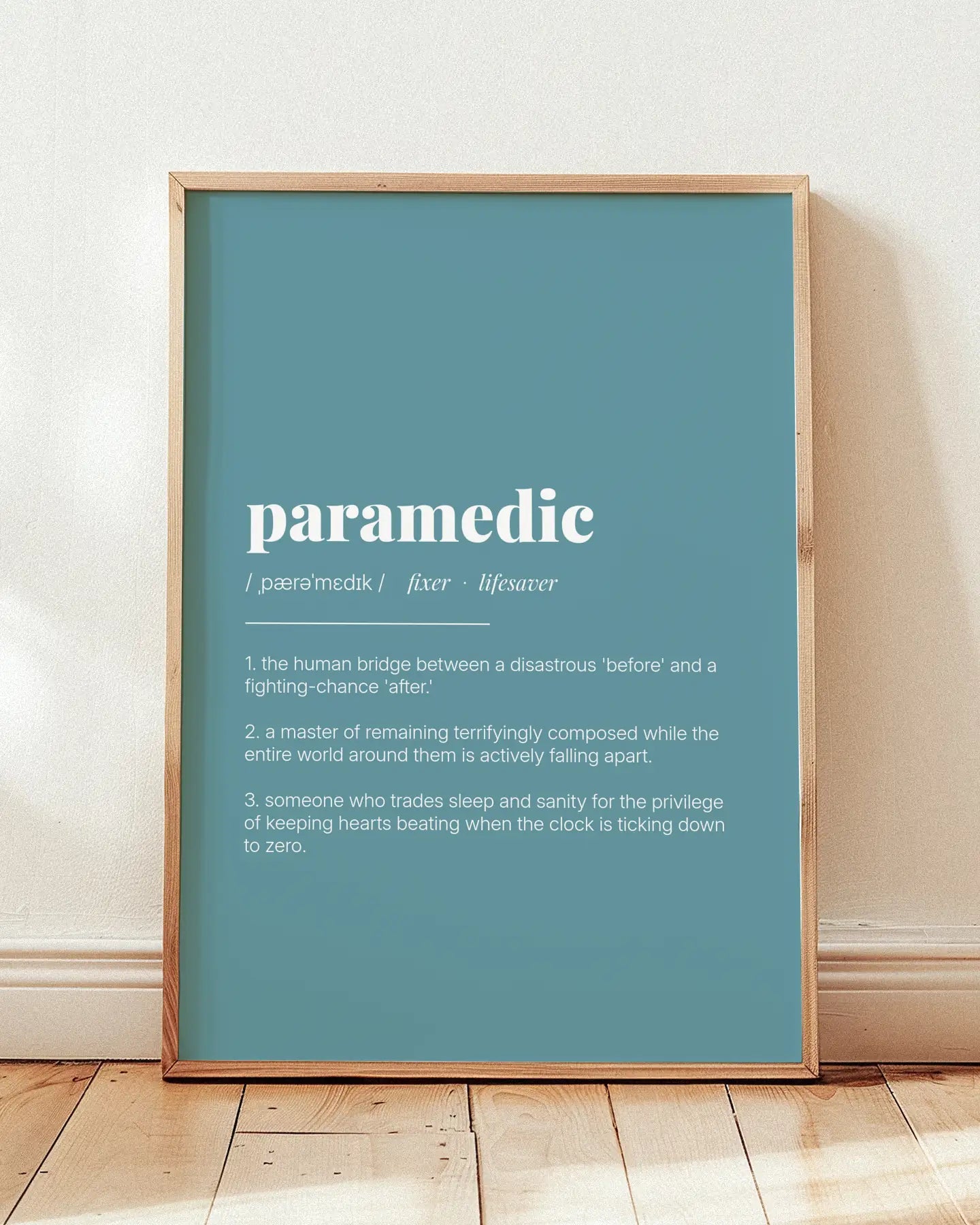 Definition Poster of Paramedic on Sea Glass background