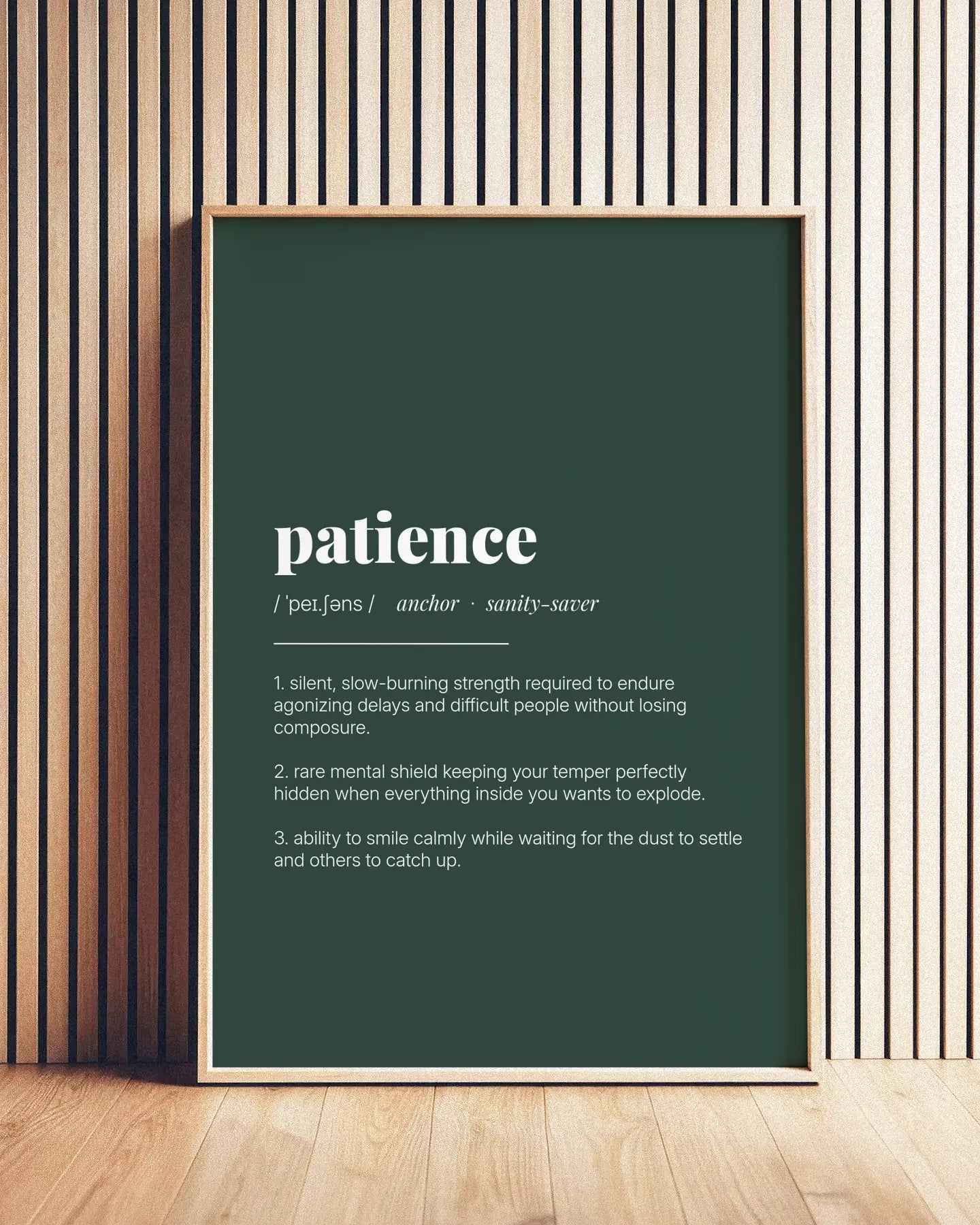 Definition Poster of Patience on Emerald background