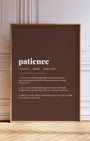 Definition Poster of Patience on Espresso background