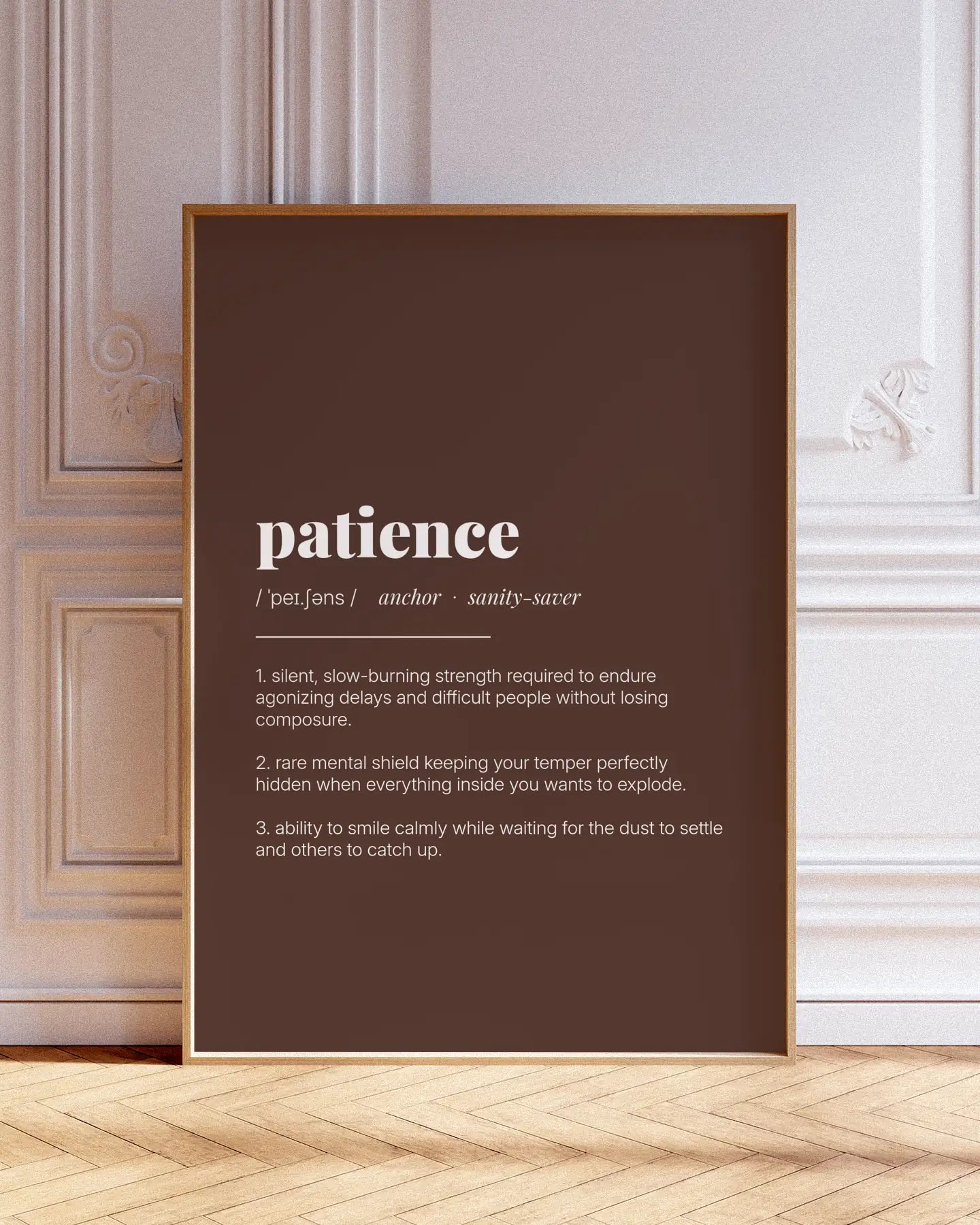 Definition Poster of Patience on Espresso background