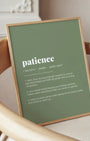 Definition Poster of Patience on Sage Green background