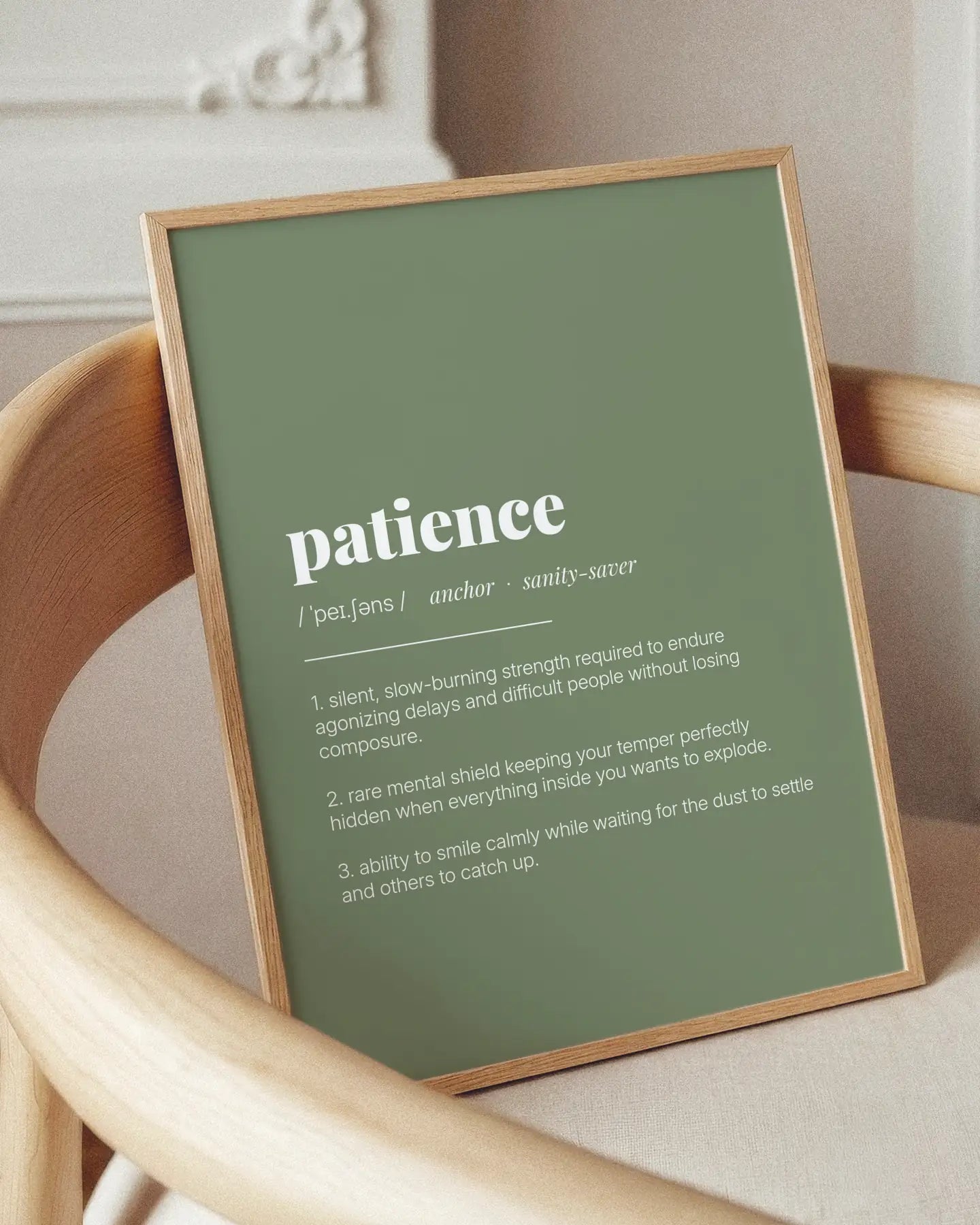 Definition Poster of Patience on Sage Green background