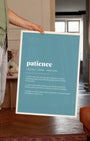Definition Poster of Patience on Sea Glass background