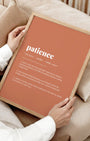 Definition Poster of Patience on Terracotta background