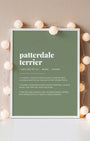 Definition Poster of Patterdale<br />Terrier on Sage Green background