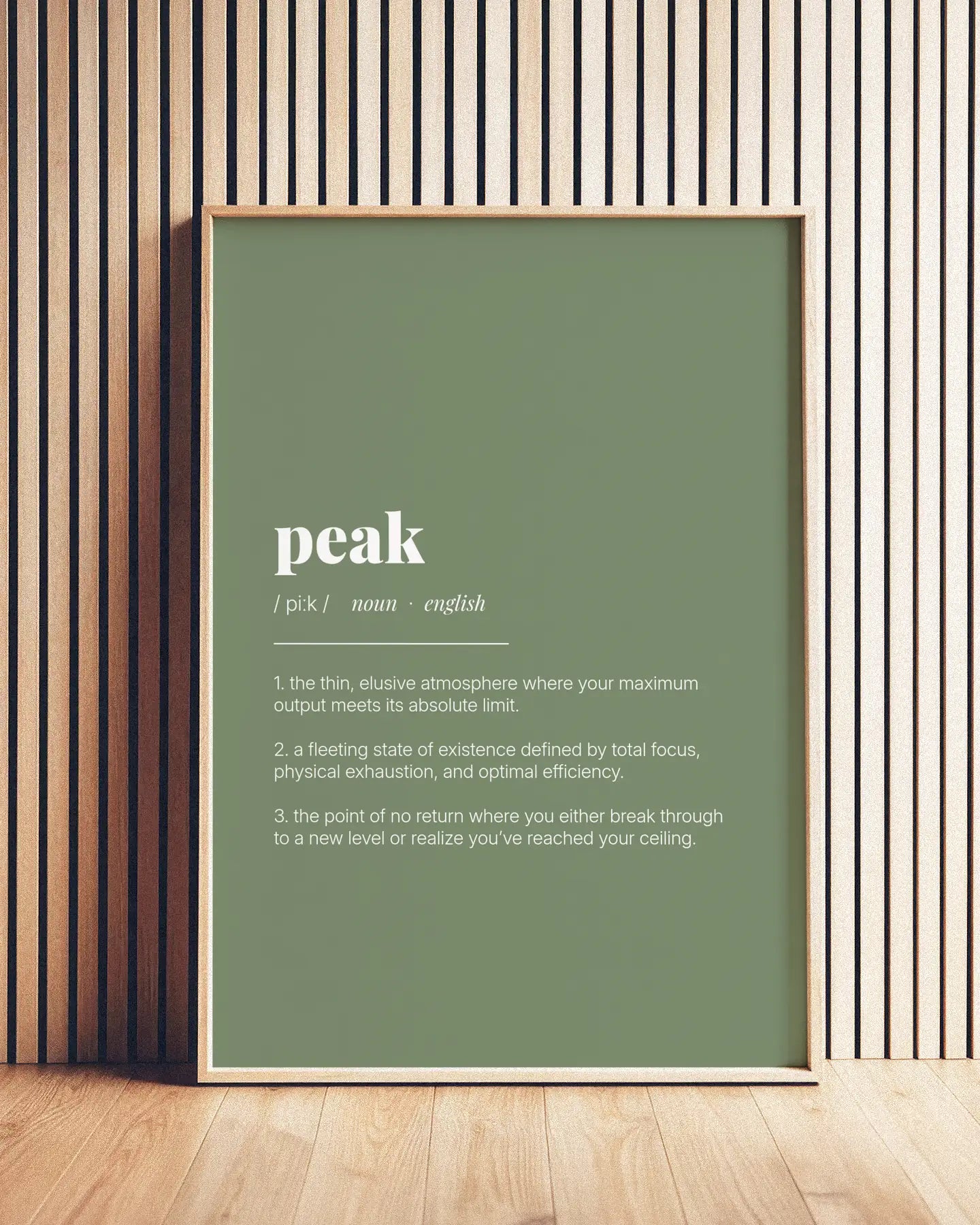 Definition Poster of Peak on Sage Green background