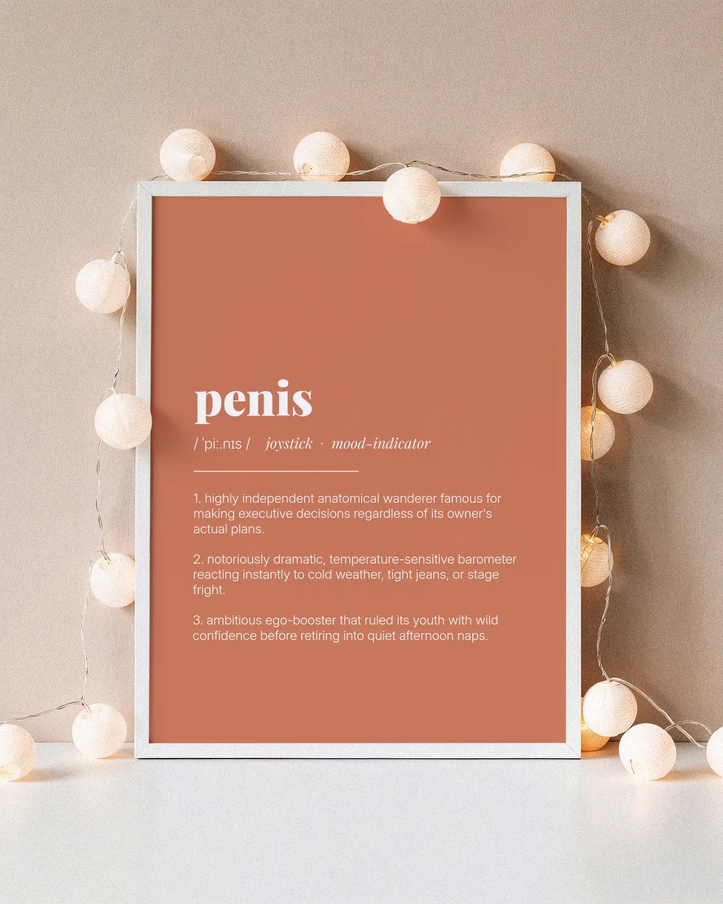 Definition Poster of Penis on Terracotta background