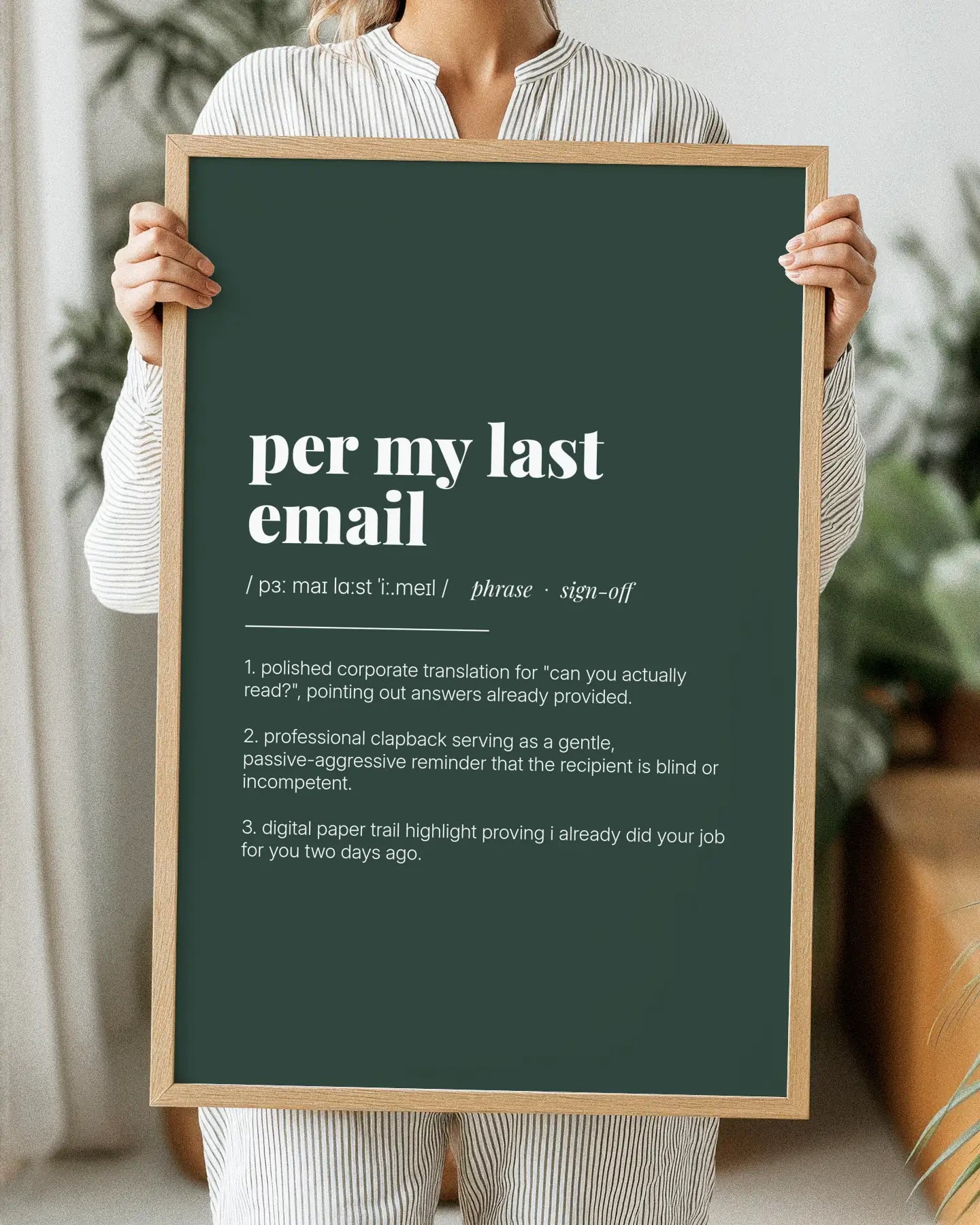 Definition Poster of Per My Last<br />Email on Emerald background