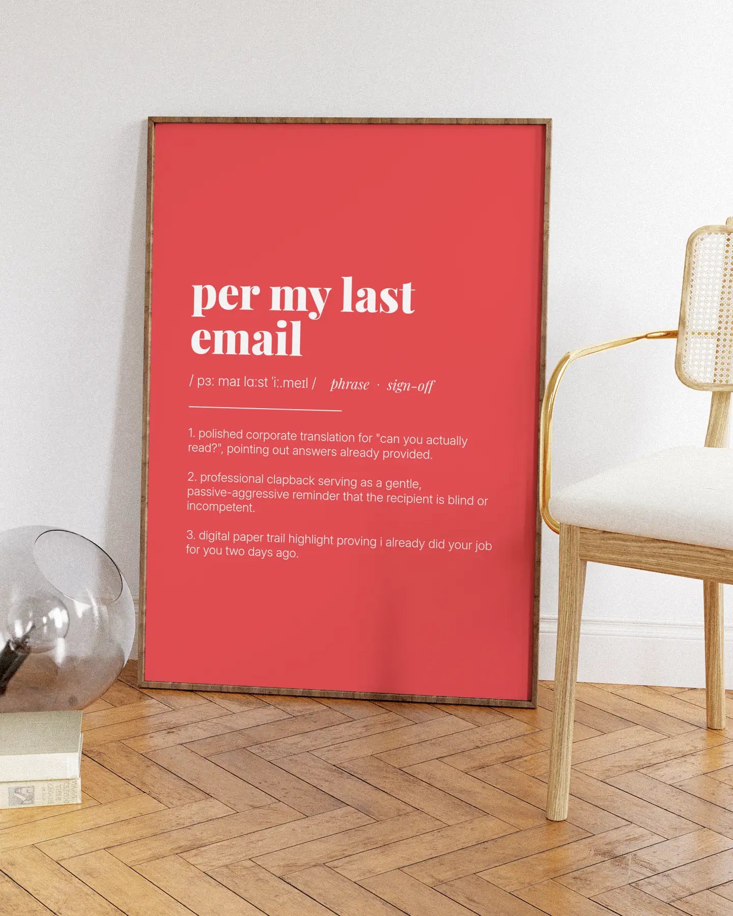 Definition Poster of Per My Last<br />Email on Strawberry background