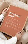 Definition Poster of Per My Last<br />Email on Terracotta background