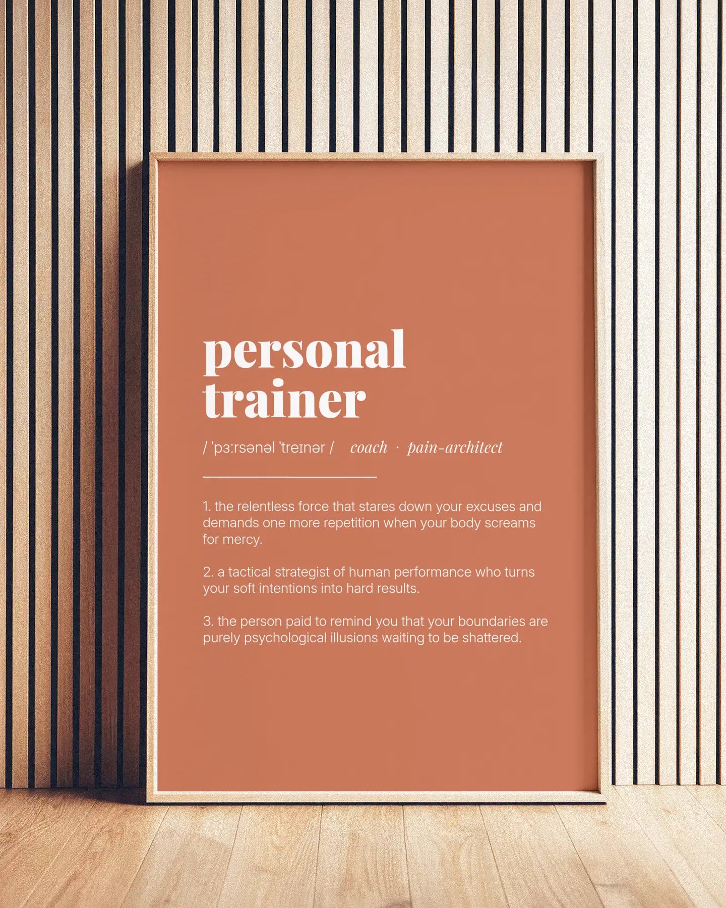 Definition Poster of Personal<br />Trainer on Terracotta background