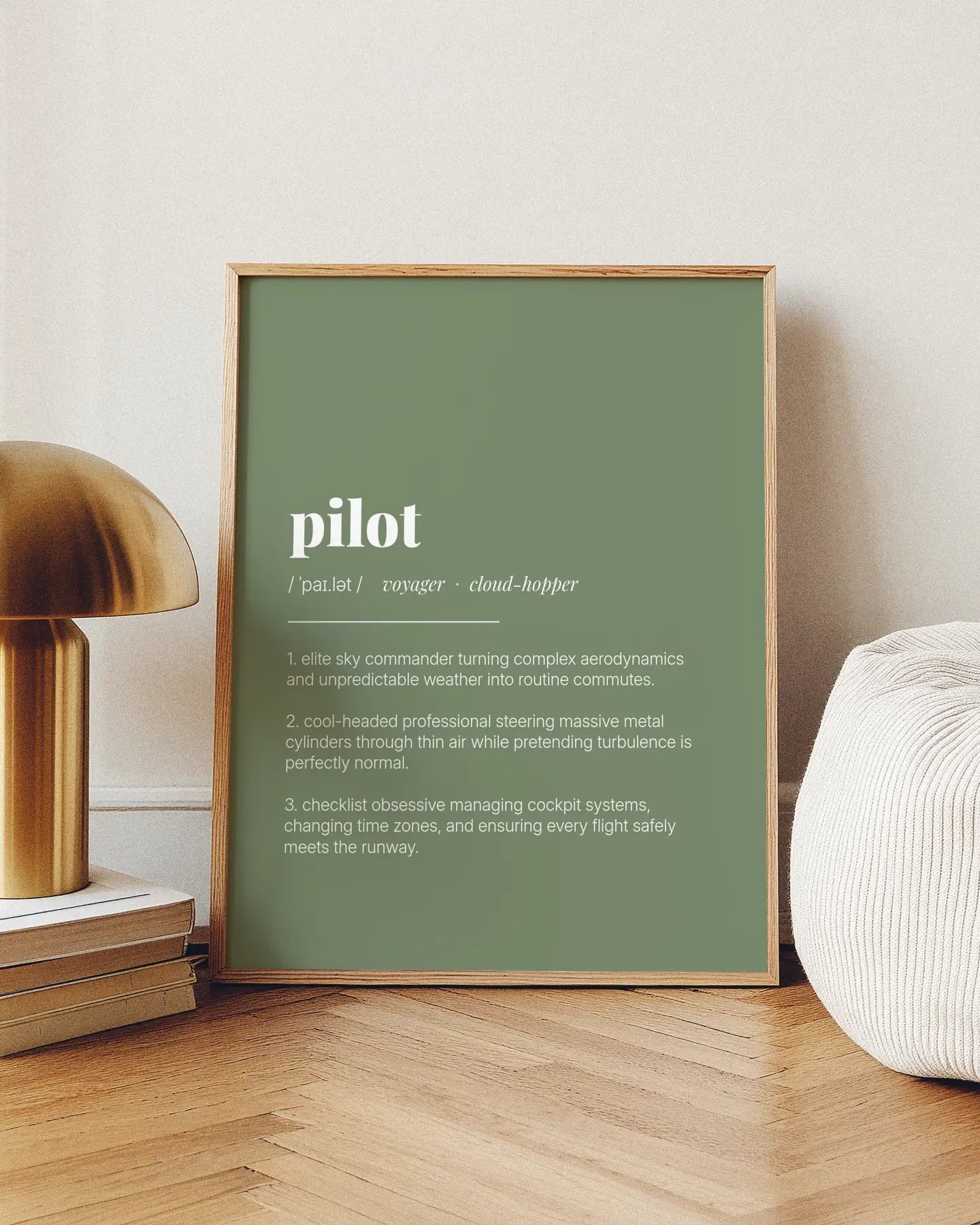 Definition Poster of Pilot on Sage Green background