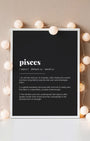 Definition Poster of Pisces on Midnight Ink background