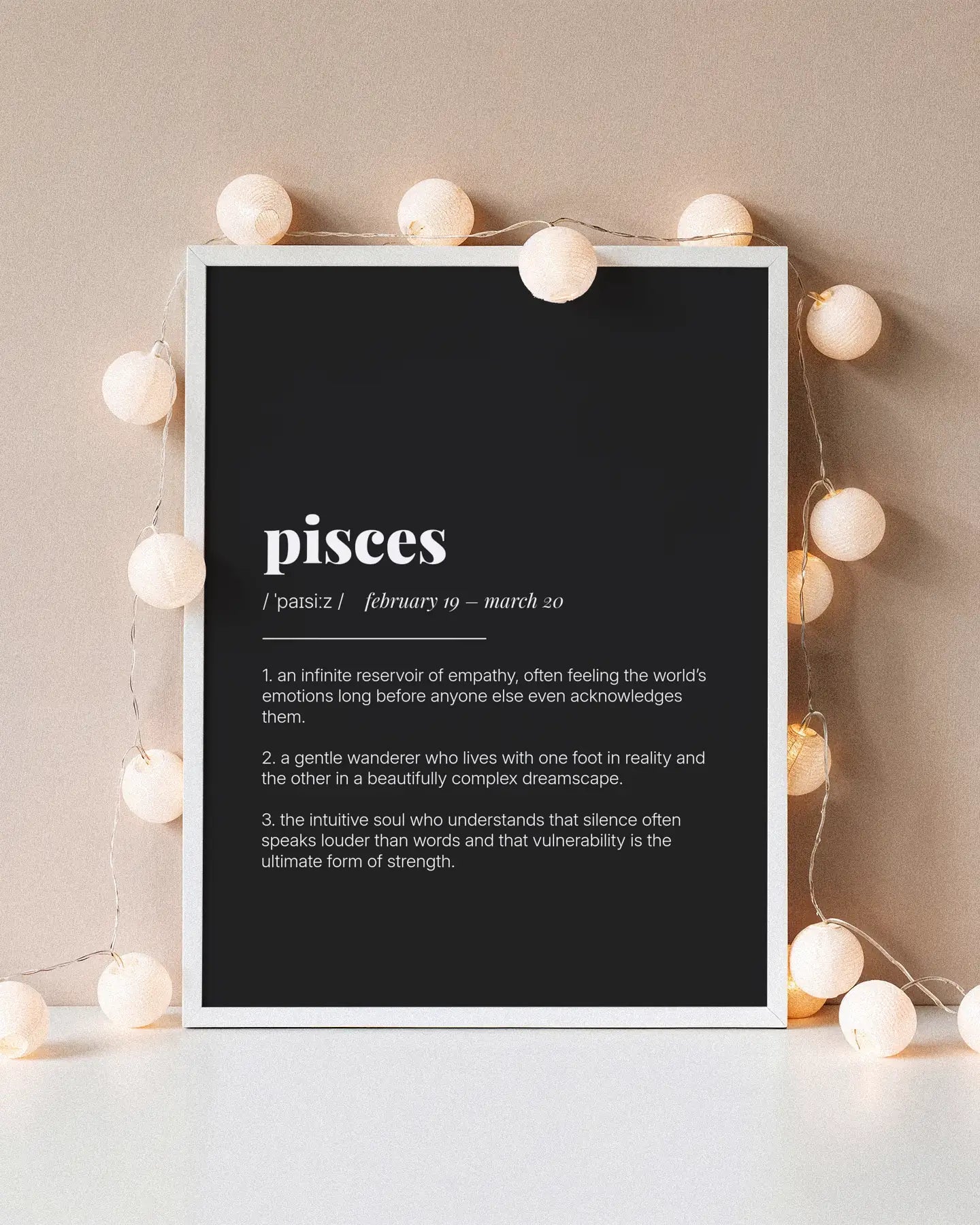 Definition Poster of Pisces on Midnight Ink background