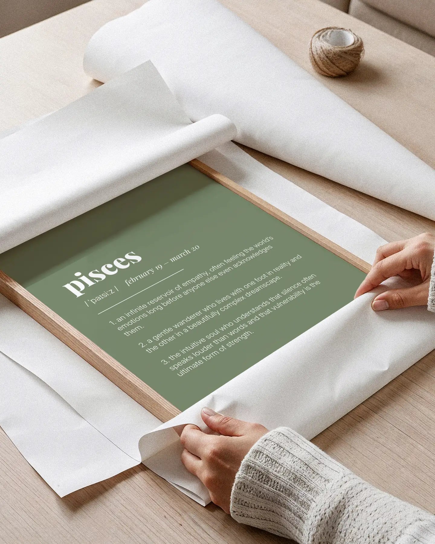 Definition Poster of Pisces on Sage Green background