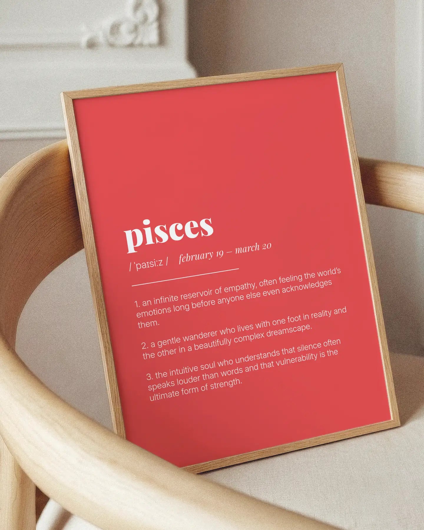 Definition Poster of Pisces on Strawberry background