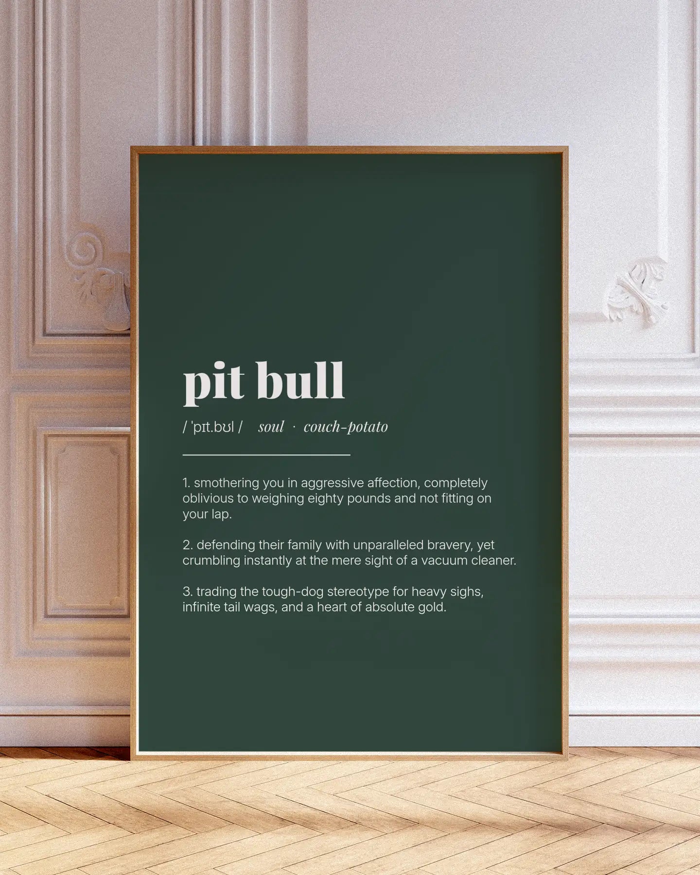 Definition Poster of Pit Bull on Emerald background