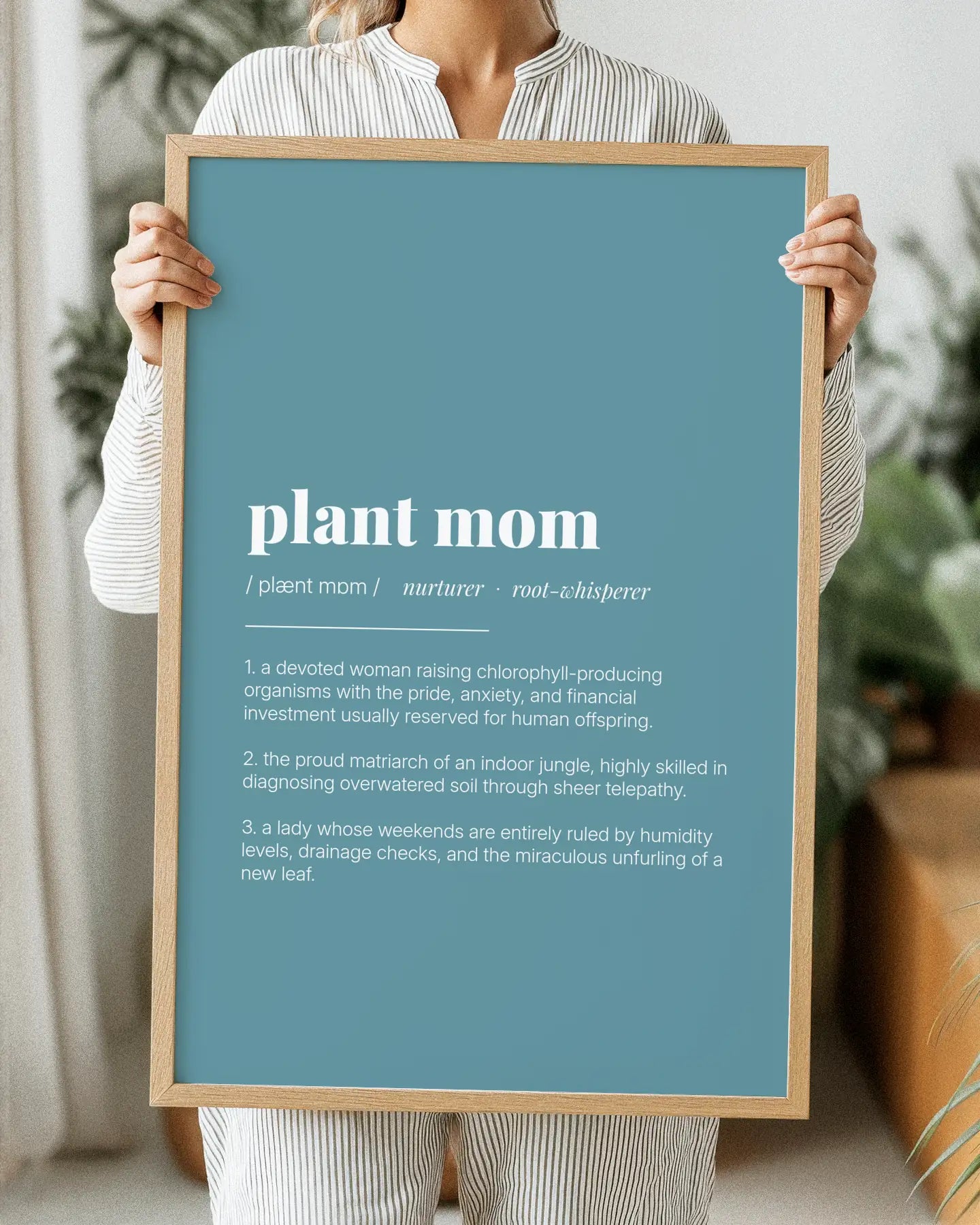 Definition Poster of Plant Mom on Sea Glass background