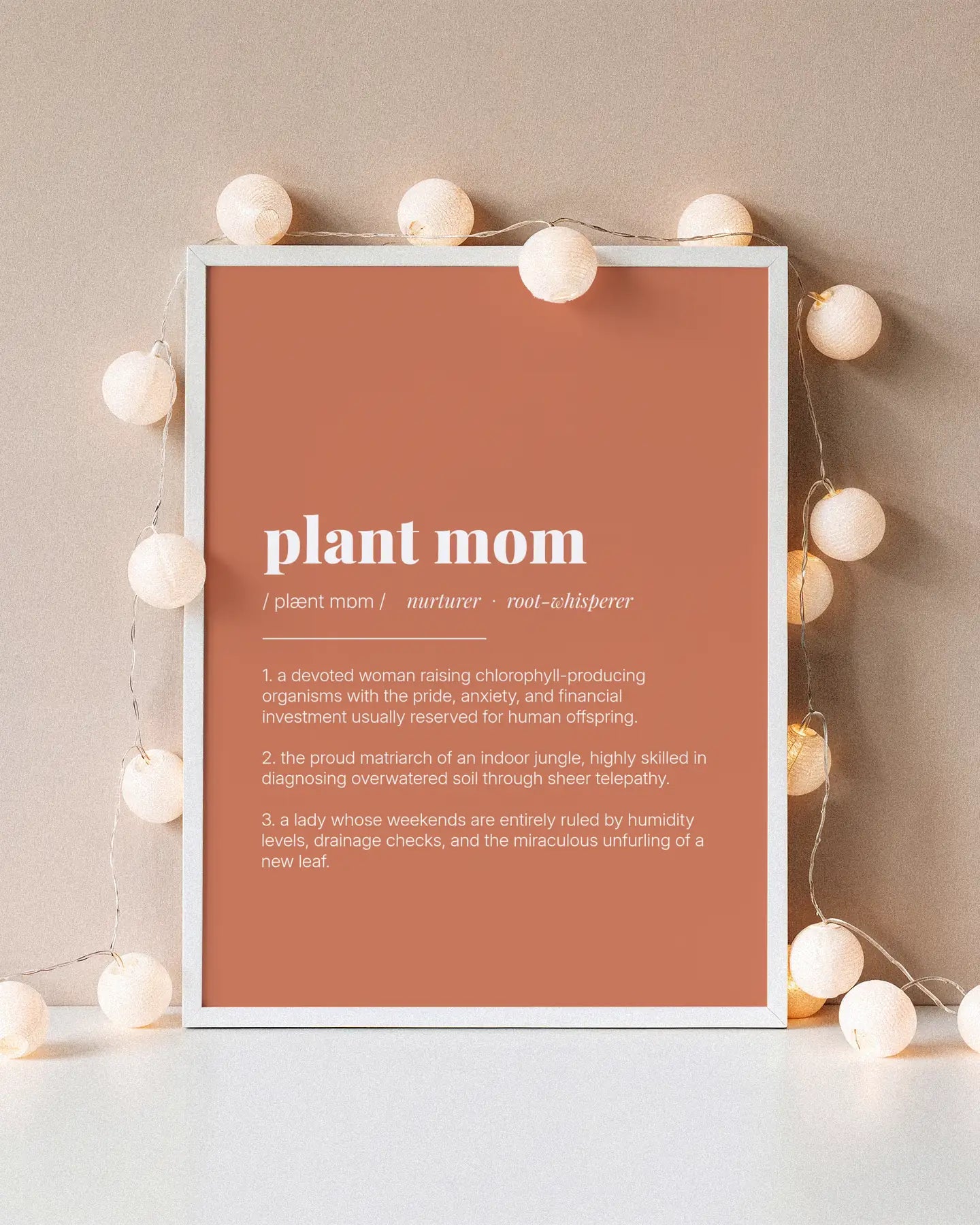 Definition Poster of Plant Mom on Terracotta background
