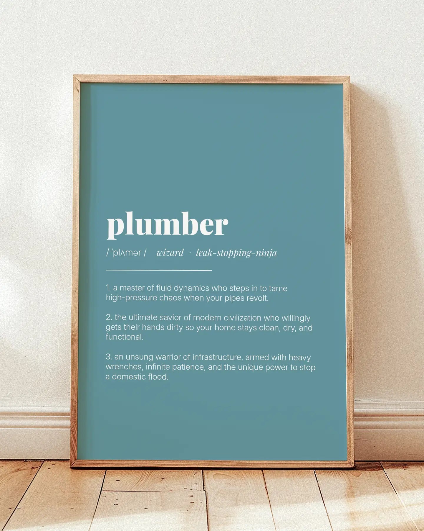 Definition Poster of Plumber on Sea Glass background