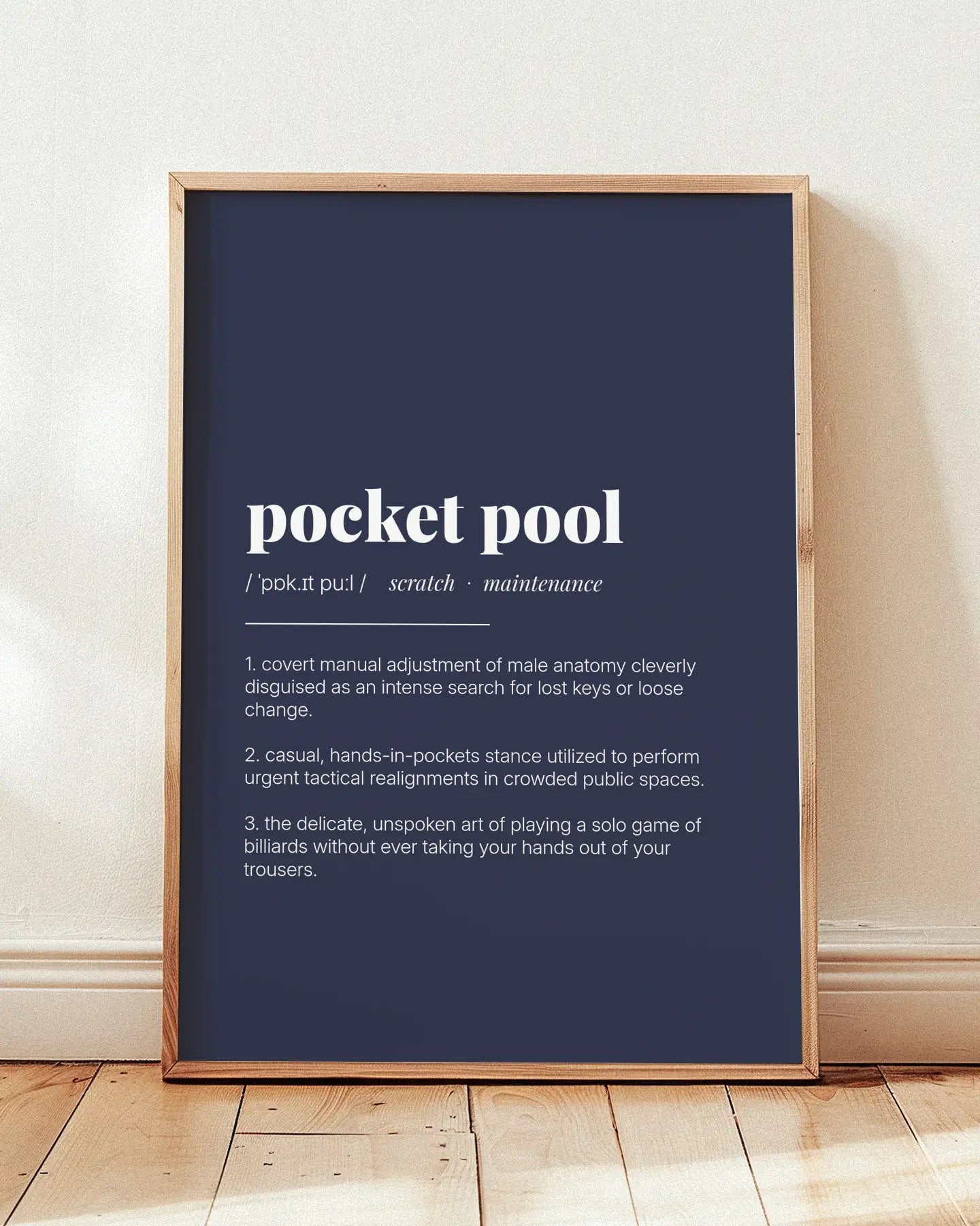 Definition Poster of Pocket Pool on Deep Navy background