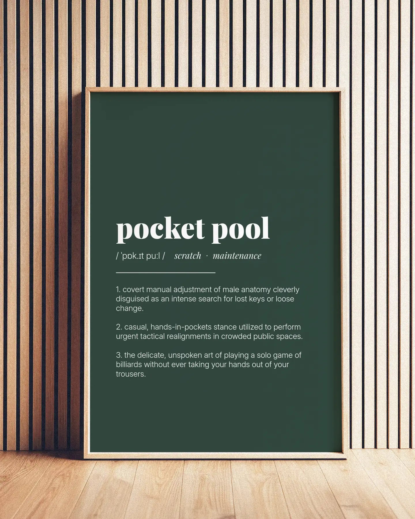Definition Poster of Pocket Pool on Emerald background