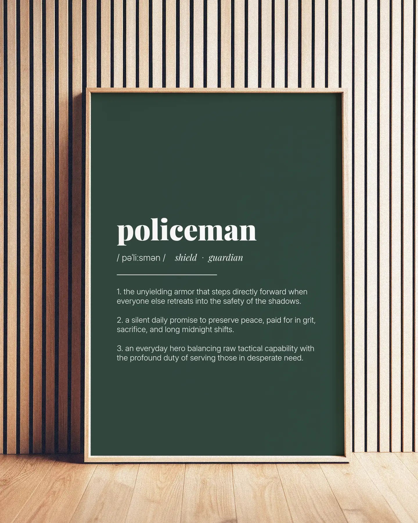 Definition Poster of Policeman on Emerald background