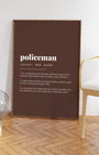 Definition Poster of Policeman on Espresso background