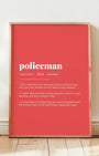 Definition Poster of Policeman on Strawberry background